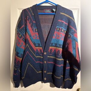 The Men's Store Aqua, Blue and Red Cardigan